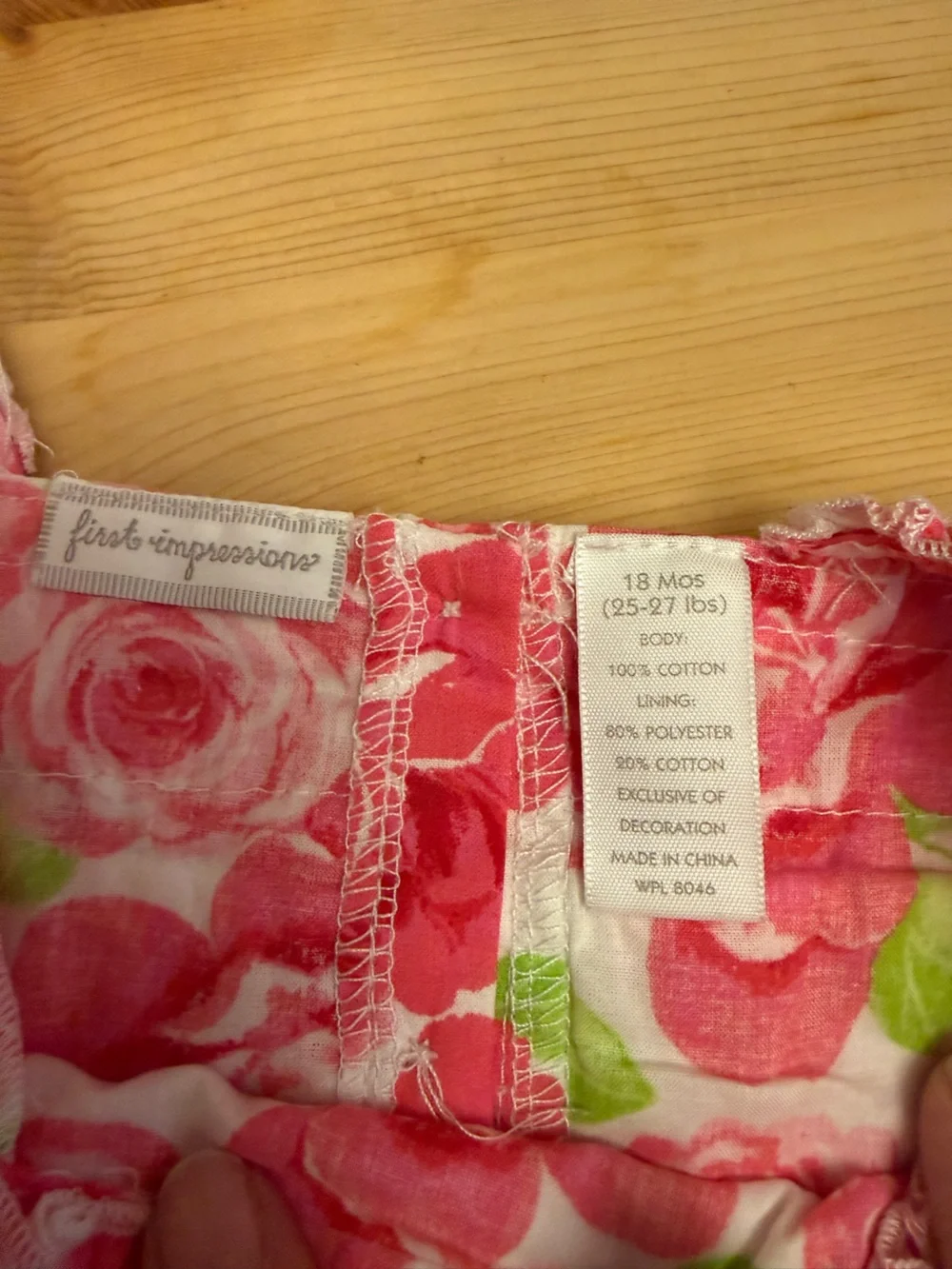 First Impressions 18 months roses, and eyelet dress attached bloomers EUC